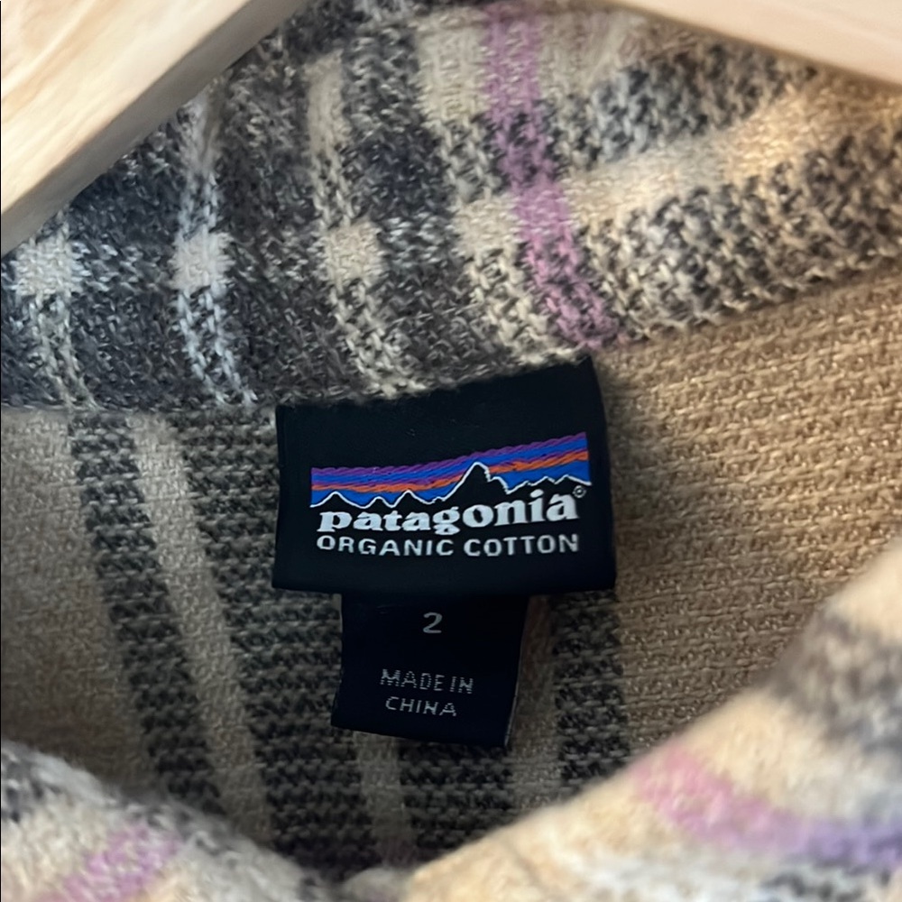 Patagonia Plaid Button-Down Flannel Shirt in Beige, Brown & Pink - Picture 2 of 5